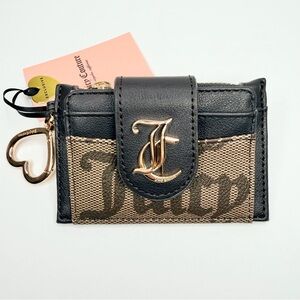 Juicy Couture Overstated Juicy Tab Elongated Card Case in color Taupe DK Brown